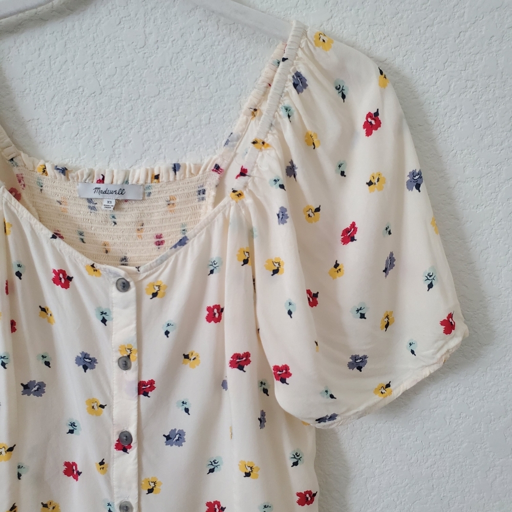 Madewell Floral Boho Cottagecore Viscose Seamed Button Down Shirt XS - Picture 15 of 16